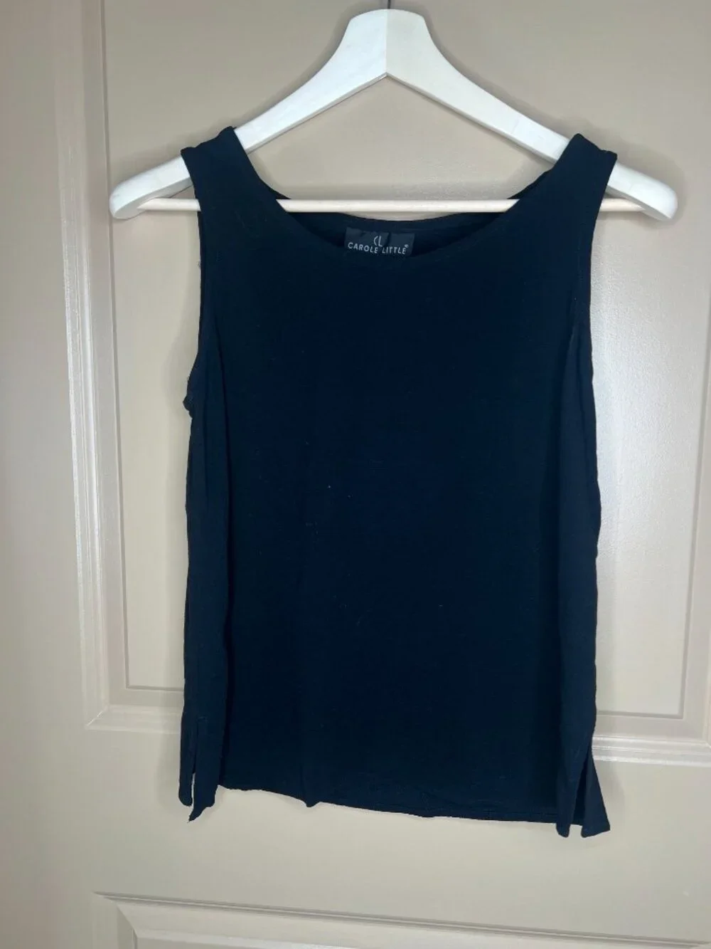 Vintage Carole Little Black Sleeveless Top | Made in USA | 100% Rayon | Size 10